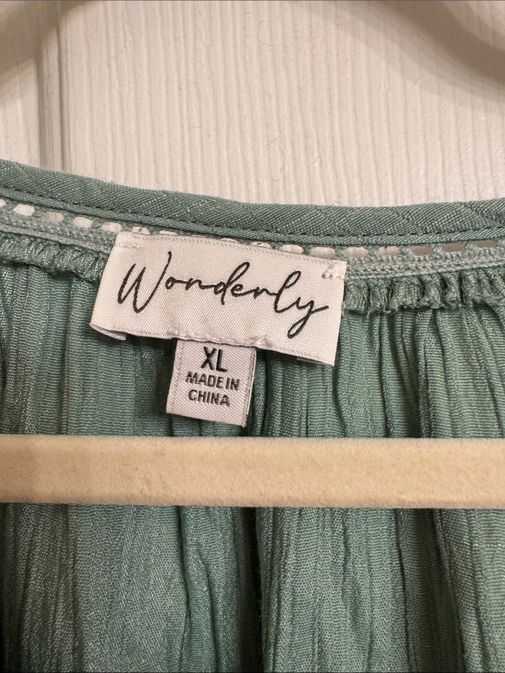 Wonderly Sage Green Button-Front Crinkled Top - Picture 2 of 3